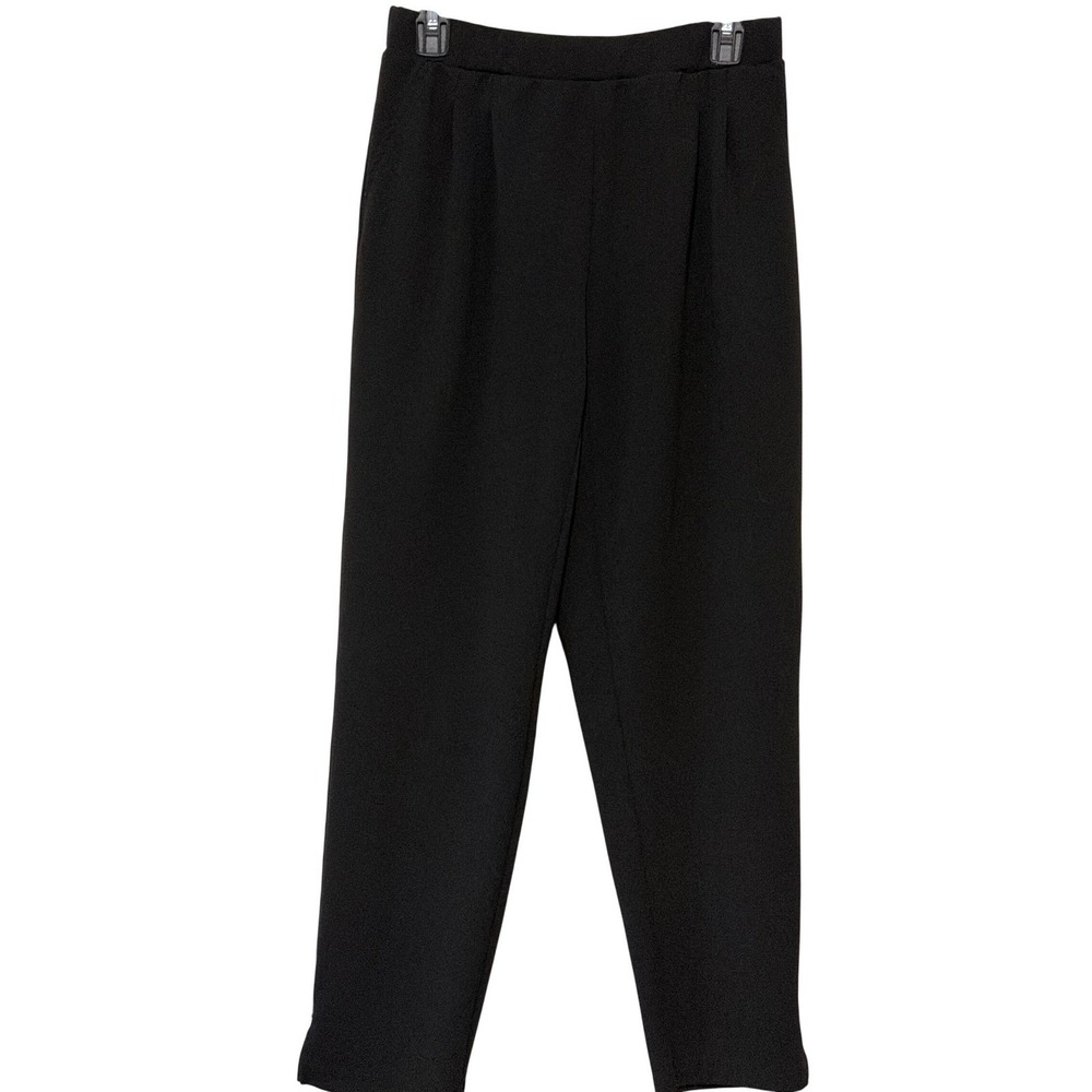 Michael Kors Womens Black Crepe Tapered Pull On Pants Gold Hardware Size M‎